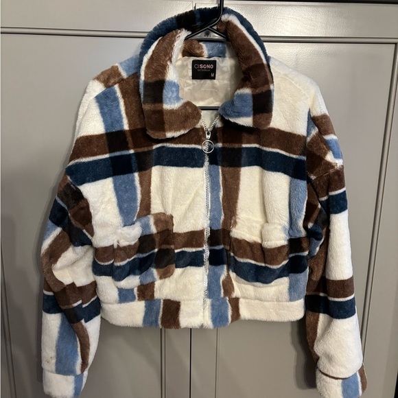 Ci Sono Jackets & Blazers - Ci Sono Faux fur plaid bomberJacket M